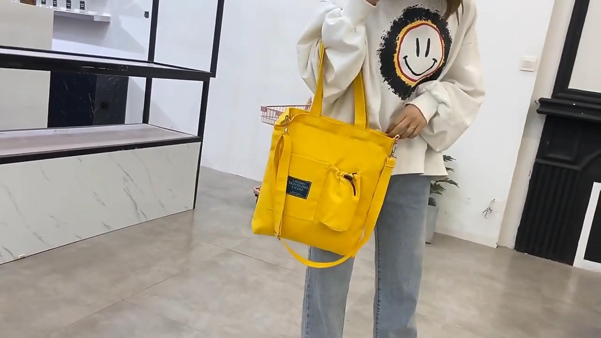 Harajuku Canvas Bags Students Handbag With Pockets Preppy Buckpack Shoulder Bag For Women Shoolbags
