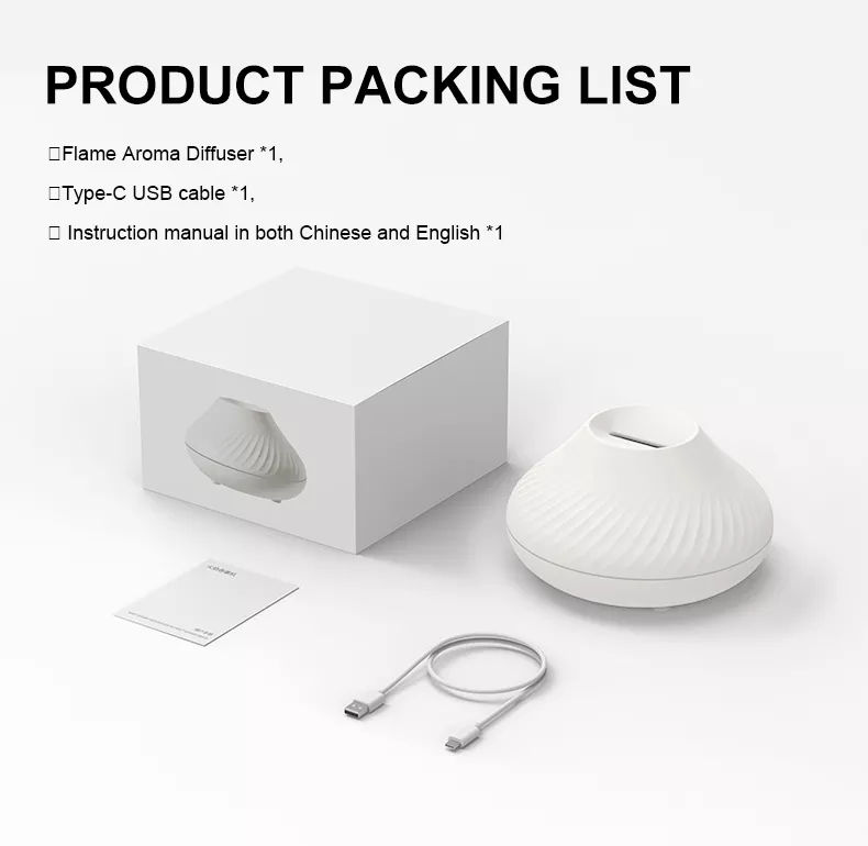 Newest RGB Flame Aroma Diffuser 130Ml 3d Colorful Flame Humidifier Fire Volcano Diffuser Flame