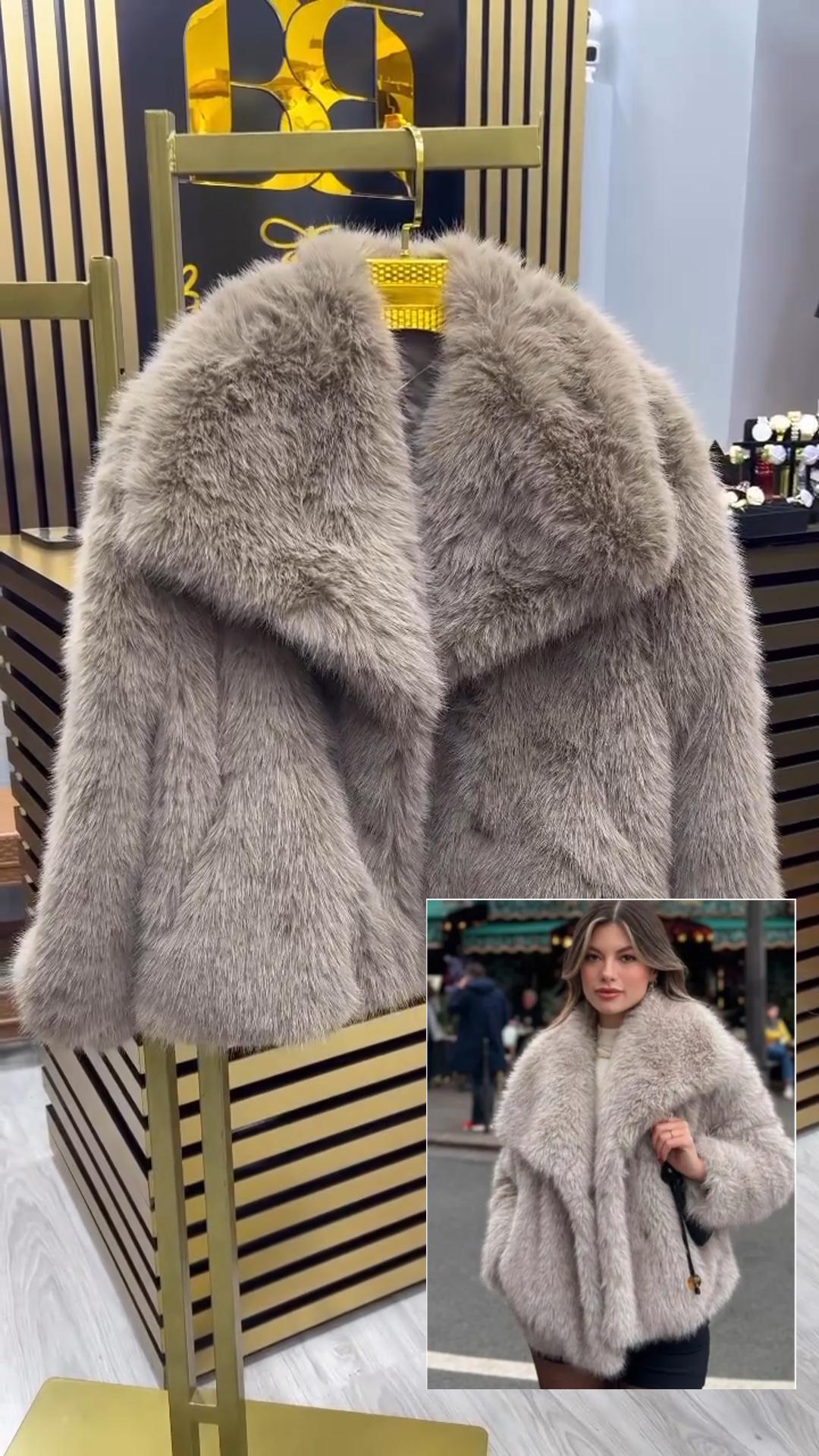 Winter Plush Coat Fashion Warm Thicken Fluffy Lapel Jacket Outwear Casual Long Sleeve Tops Womens Clothing