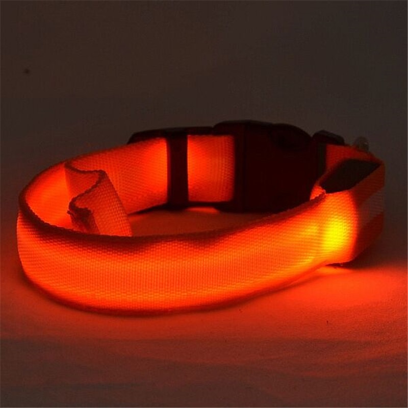 Nylon LED Pet Dog Luminous Collar Night Safety Flashing Glow in Dark Dog Cat Leash Adjustable Pet Supplies