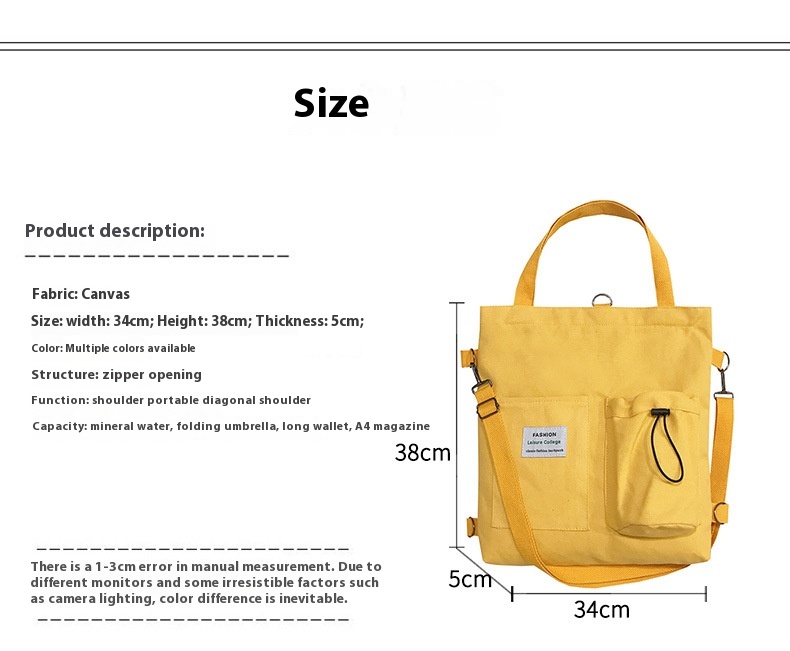 Harajuku Canvas Bags Students Handbag With Pockets Preppy Buckpack Shoulder Bag For Women Shoolbags