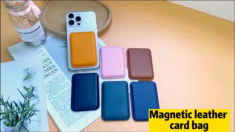 For Magsafe Magnetic Luxury Leather Card Holder Wallet Case For 14 Pro Max 13 12 Phone Bag Adsorption Accessories Cover