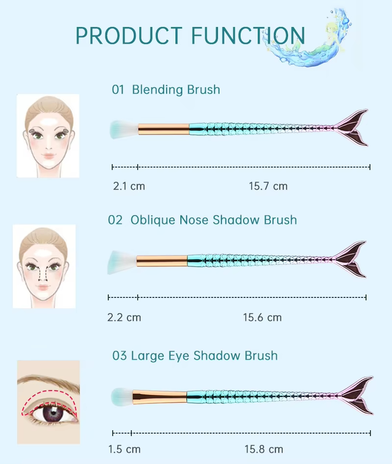 11pcs Makeup Brushes Kit Maquiagem Maquillaje New Mermaid Foundation Eyebrow Eyeliner Cosmetic Makeup Brushes