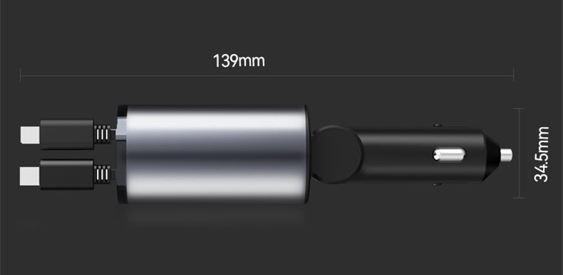 Metal Car Charger 100W Super Fast Charging Car Cigarette Lighter USB And TYPE-C Adapter