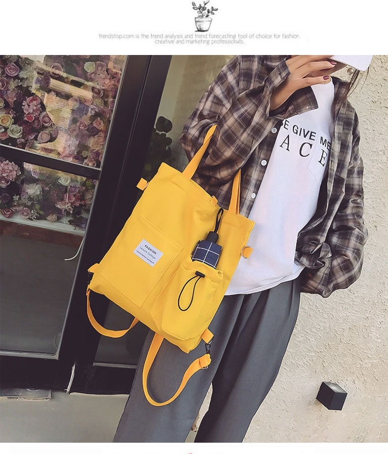 Harajuku Canvas Bags Students Handbag With Pockets Preppy Buckpack Shoulder Bag For Women Shoolbags