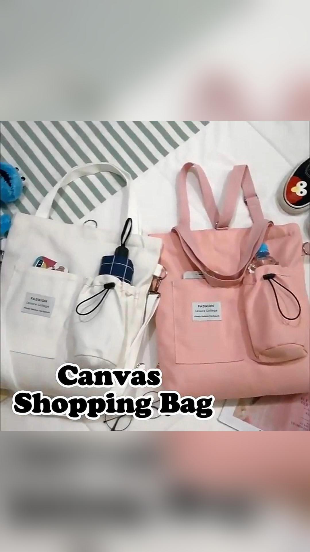 Harajuku Canvas Bags Students Handbag With Pockets Preppy Buckpack Shoulder Bag For Women Shoolbags