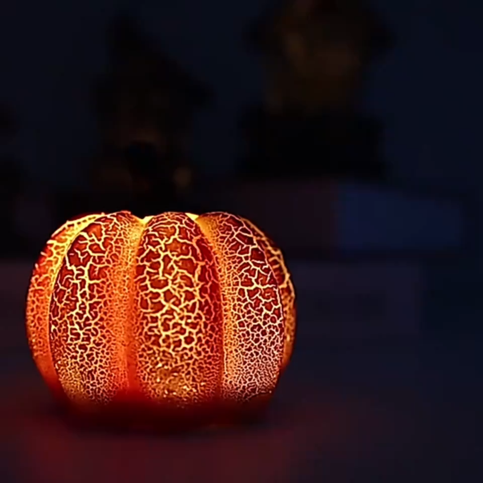 New Halloween Pumpkin Lantern Simulation Pumpkin LED Candle Lamp Resin Luminous Pumpkin