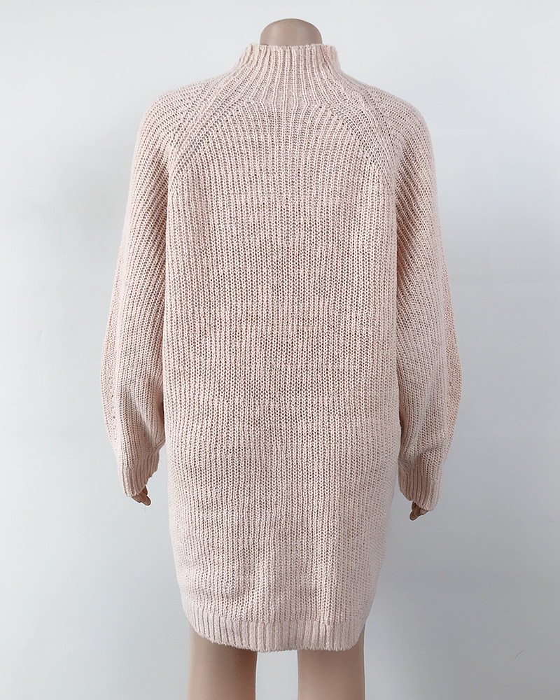 Solid Turtleneck Long Sweater Winter Warm Women Sweater Dress