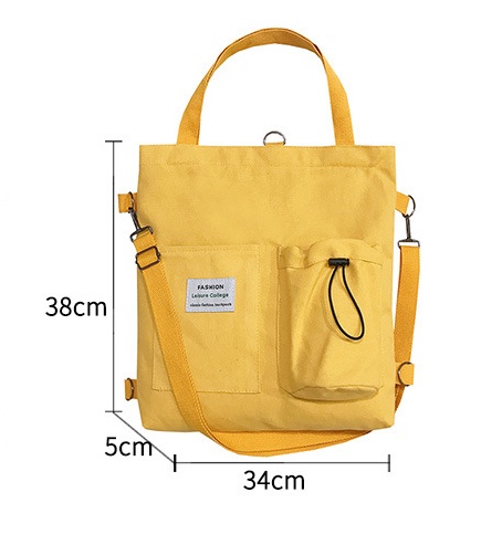 Harajuku Canvas Bags Students Handbag With Pockets Preppy Buckpack Shoulder Bag For Women Shoolbags