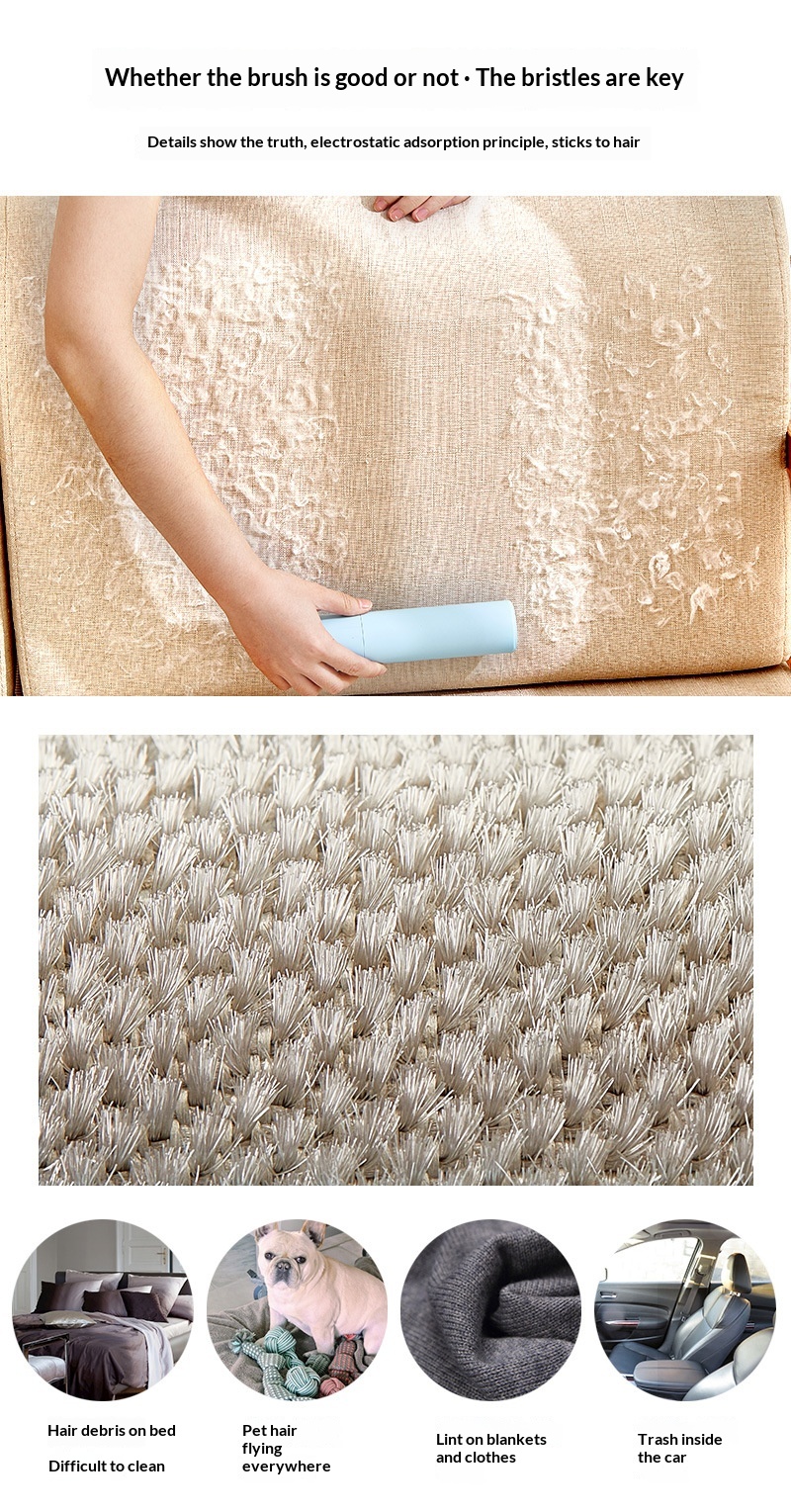 2-1 Reusable Pet Hair Remover Brush Lint Roller Portable Effective Self Cleaning Tool for Cat Dog Fur Hair Dust Removal Brush