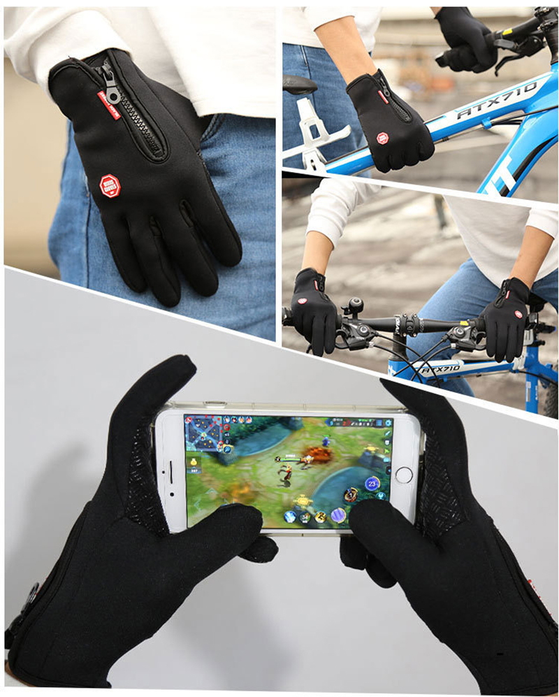 Winter Gloves Touch Screen Riding Motorcycle Sliding Waterproof Sports Gloves With Fleece
