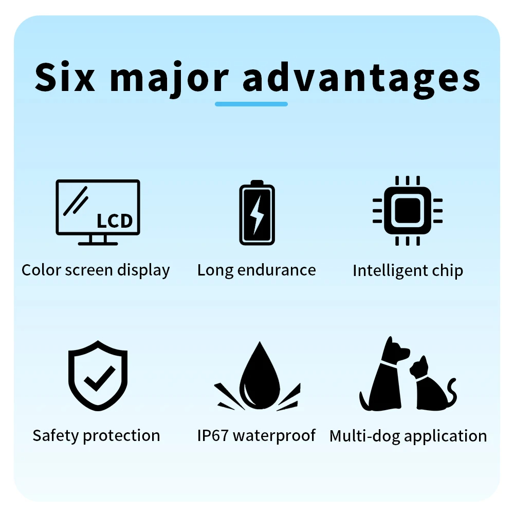 Smart Automatic Anti Barking Dog Collar Rechargeable Bark Stopper Stop Barking HD Digital Display IP67 Waterproof Collar For Dogs Pet Products
