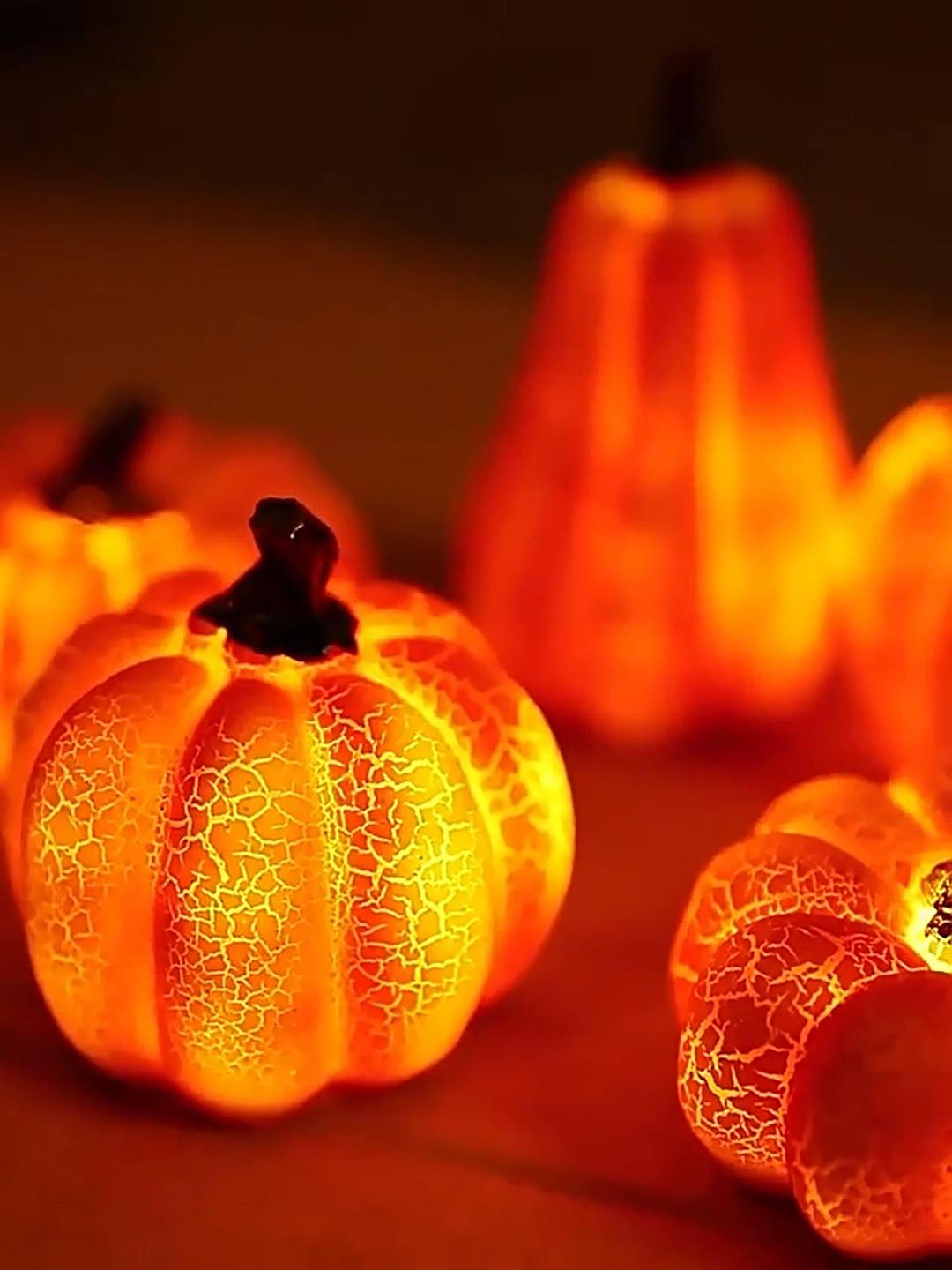 New Halloween Pumpkin Lantern Simulation Pumpkin LED Candle Lamp Resin Luminous Pumpkin