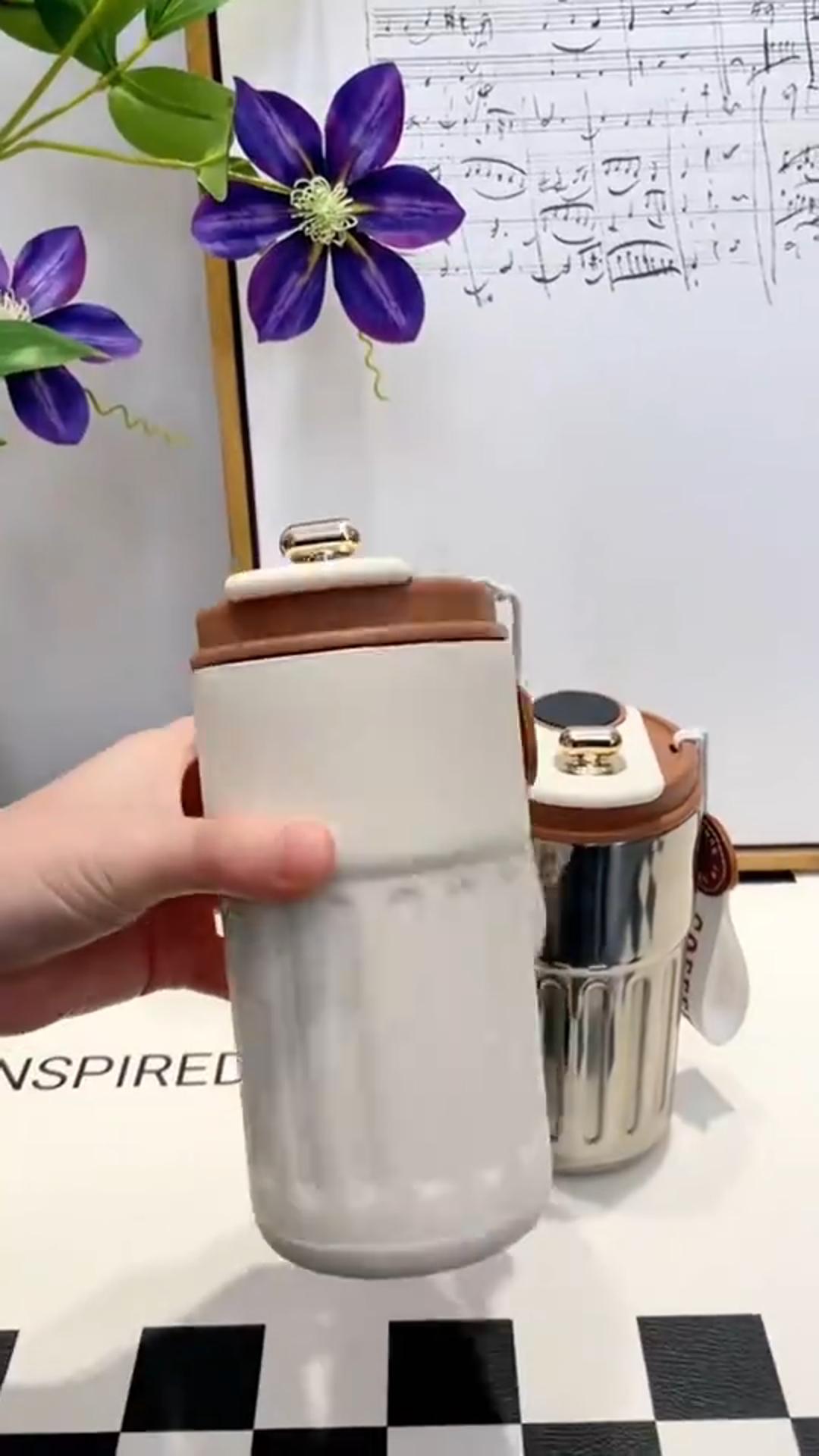 Smart Digital Thermal Bottle Portable Coffee Mug Stainless Steel Water Bottle In-Car Insulated Cup Keep Cold Vacuum Flasks 450ml