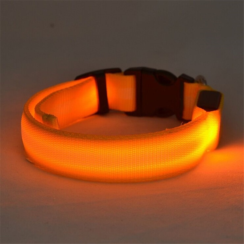 Nylon LED Pet Dog Luminous Collar Night Safety Flashing Glow in Dark Dog Cat Leash Adjustable Pet Supplies