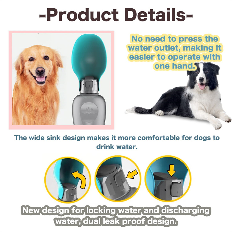 800ml Dogs Water Bottle Portable High Capacity Leakproof Pet Foldable Drinking Bowl Golden Retriever Outdoor Walking Supplies Pet Products