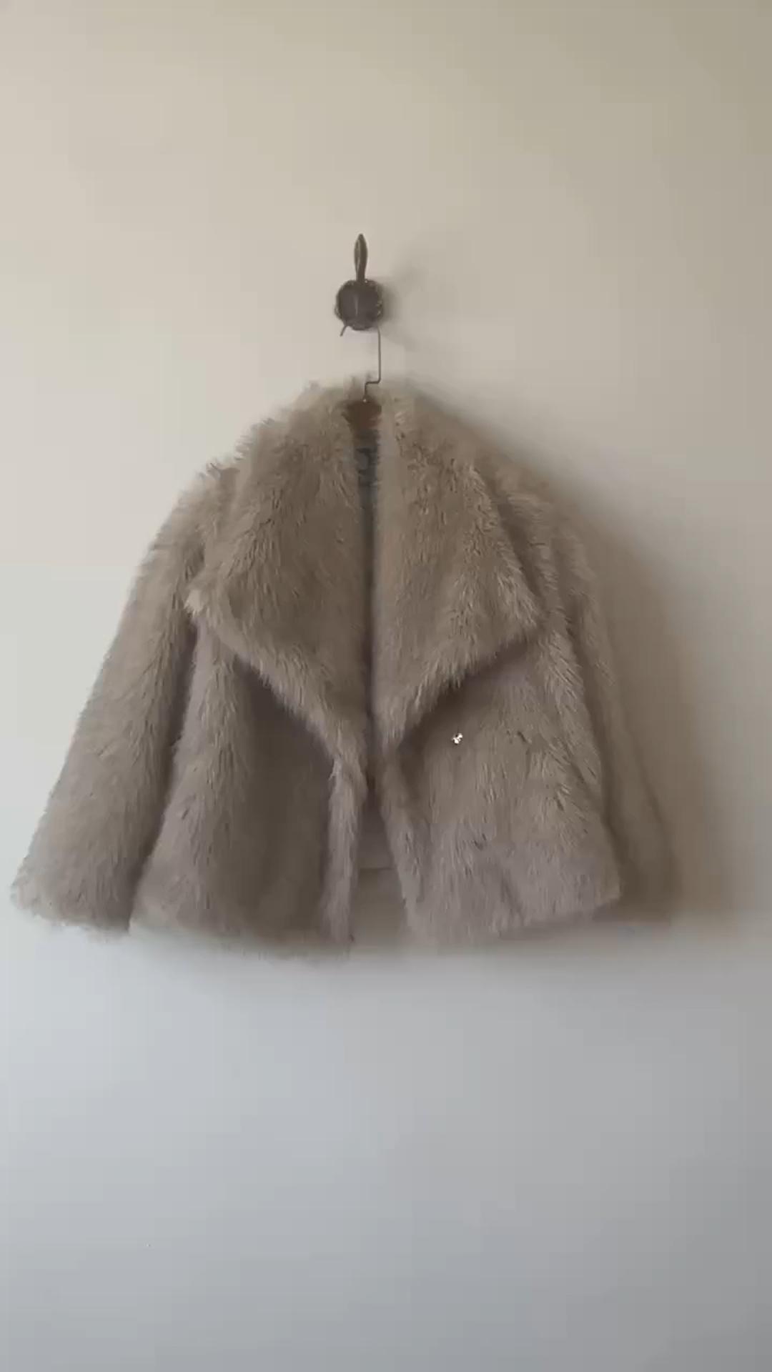 Winter Plush Coat Fashion Warm Thicken Fluffy Lapel Jacket Outwear Casual Long Sleeve Tops Womens Clothing