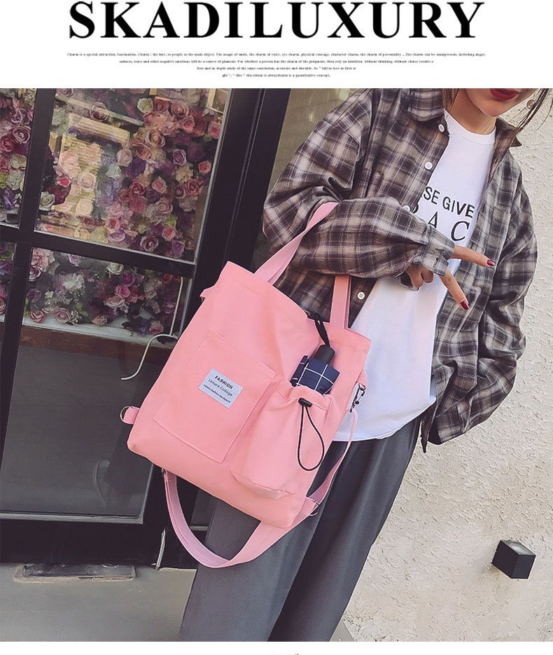 Harajuku Canvas Bags Students Handbag With Pockets Preppy Buckpack Shoulder Bag For Women Shoolbags