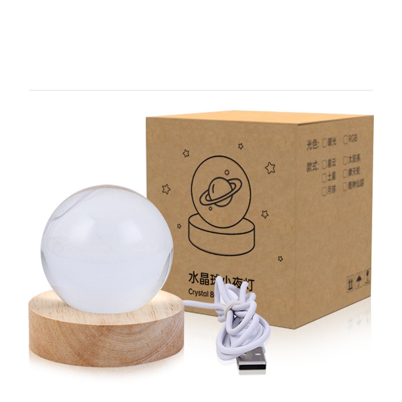 Luminous Starry Sky And Planets Moon Moon Crystal Ball Small Night Lamp Projection Ambience Light Creative Gift New Strange Gift