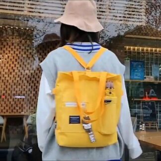Harajuku Canvas Bags Students Handbag With Pockets Preppy Buckpack Shoulder Bag For Women Shoolbags