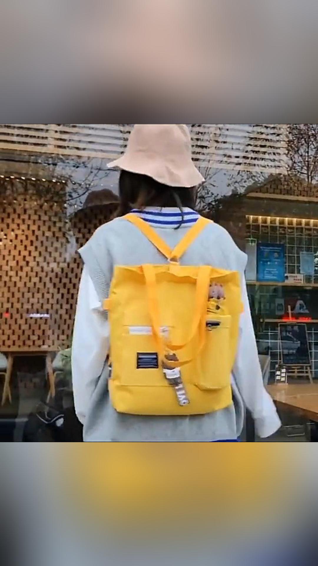 Harajuku Canvas Bags Students Handbag With Pockets Preppy Buckpack Shoulder Bag For Women Shoolbags