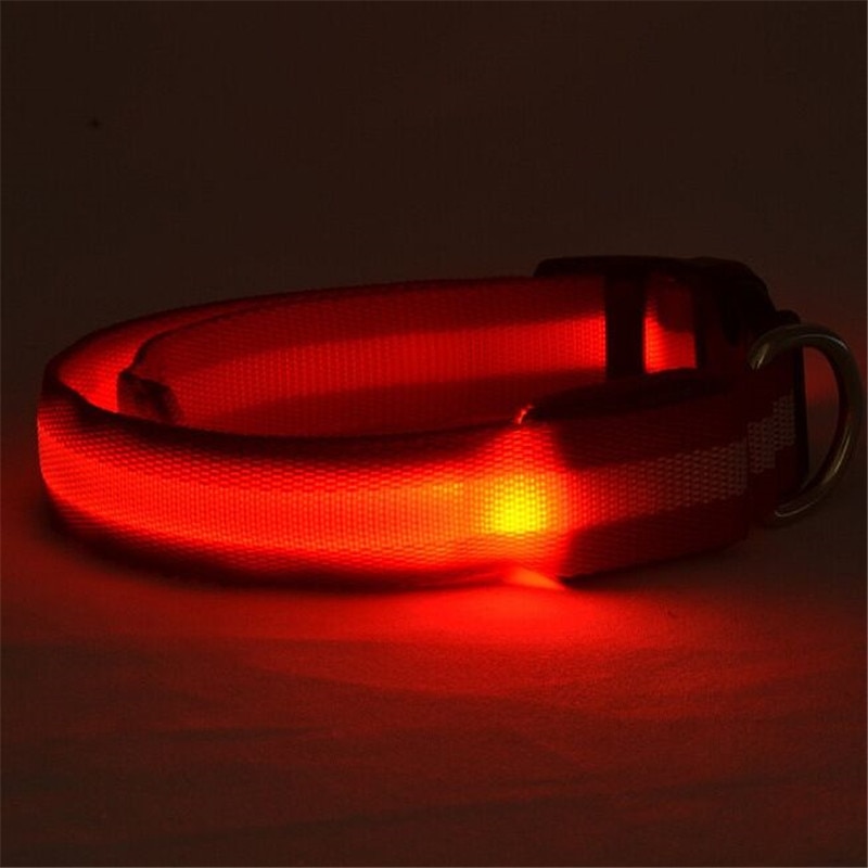 Nylon LED Pet Dog Luminous Collar Night Safety Flashing Glow in Dark Dog Cat Leash Adjustable Pet Supplies