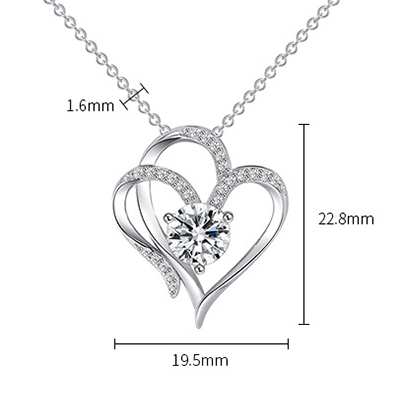 Zircon Double Love Necklace With Rhinestones Ins Personalized Heart-shaped Necklace Clavicle Chain Jewelry For Women Valentine's Day