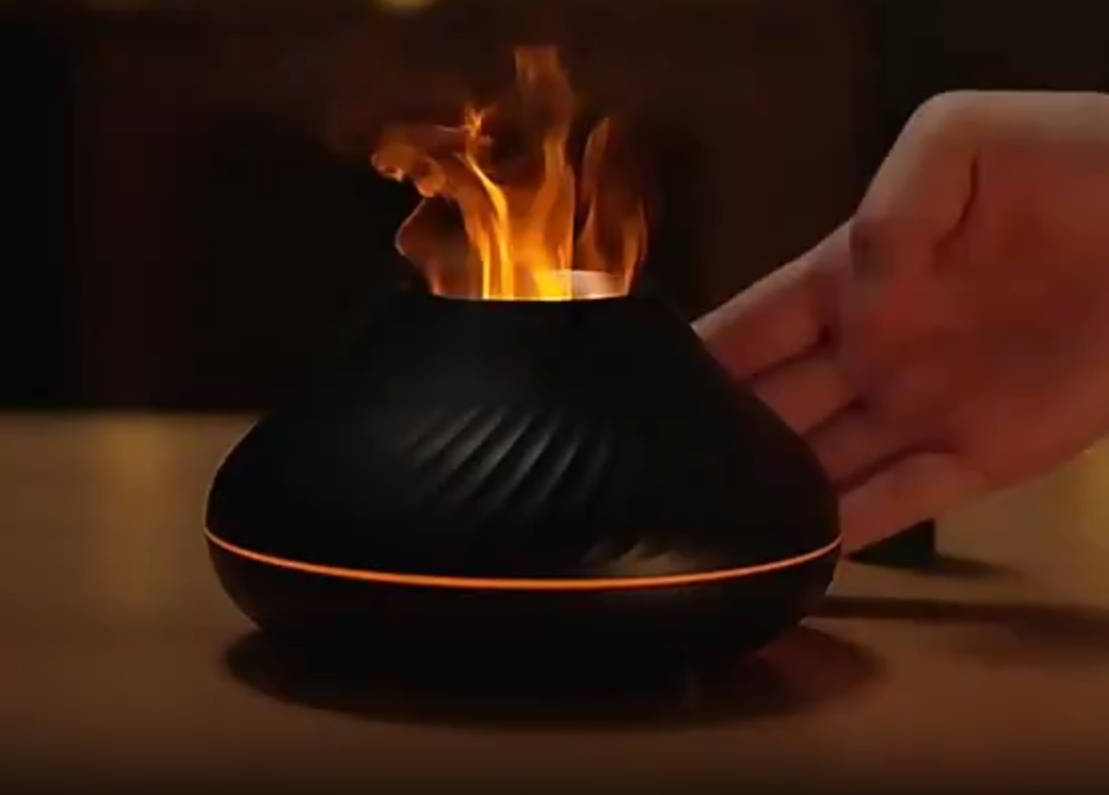 Newest RGB Flame Aroma Diffuser 130Ml 3d Colorful Flame Humidifier Fire Volcano Diffuser Flame