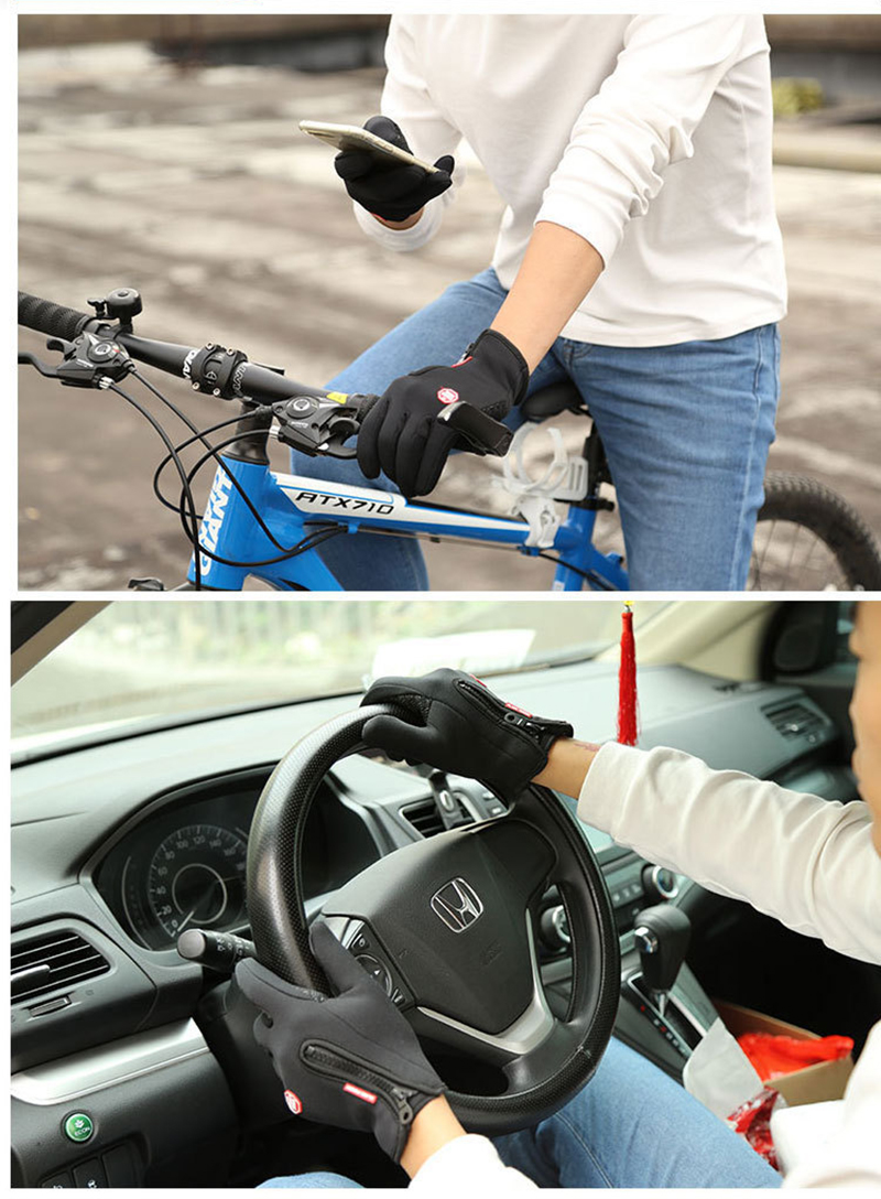 Winter Gloves Touch Screen Riding Motorcycle Sliding Waterproof Sports Gloves With Fleece