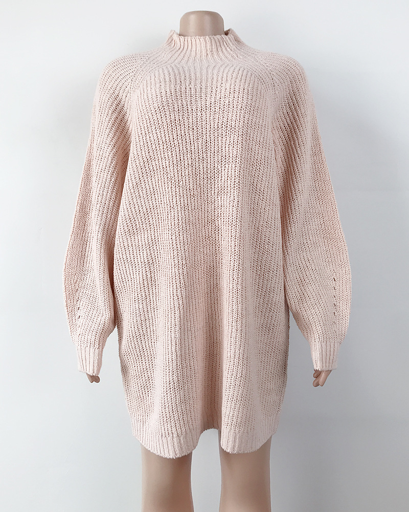 Solid Turtleneck Long Sweater Winter Warm Women Sweater Dress