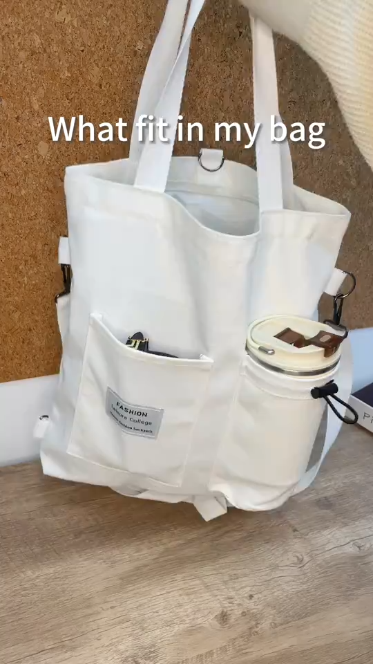 Harajuku Canvas Bags Students Handbag With Pockets Preppy Buckpack Shoulder Bag For Women Shoolbags