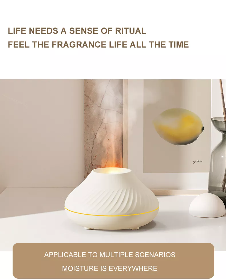 Newest RGB Flame Aroma Diffuser 130Ml 3d Colorful Flame Humidifier Fire Volcano Diffuser Flame