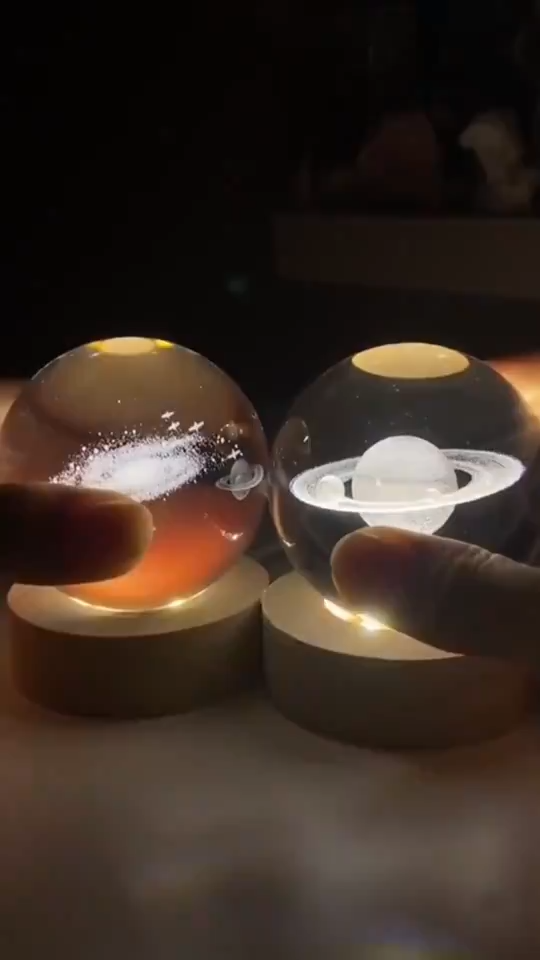 Luminous Starry Sky And Planets Moon Moon Crystal Ball Small Night Lamp Projection Ambience Light Creative Gift New Strange Gift