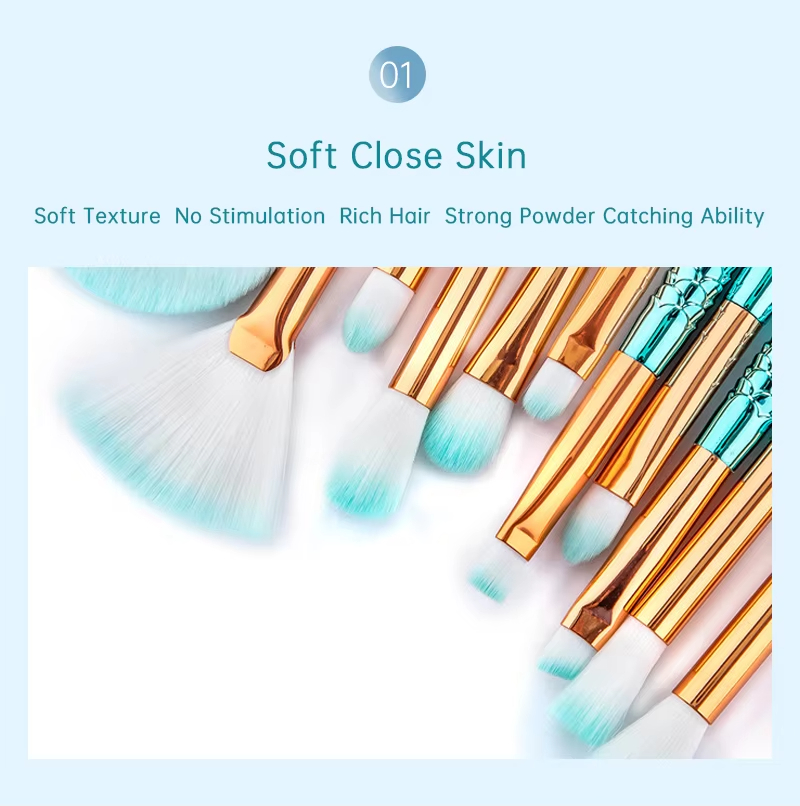 11pcs Makeup Brushes Kit Maquiagem Maquillaje New Mermaid Foundation Eyebrow Eyeliner Cosmetic Makeup Brushes