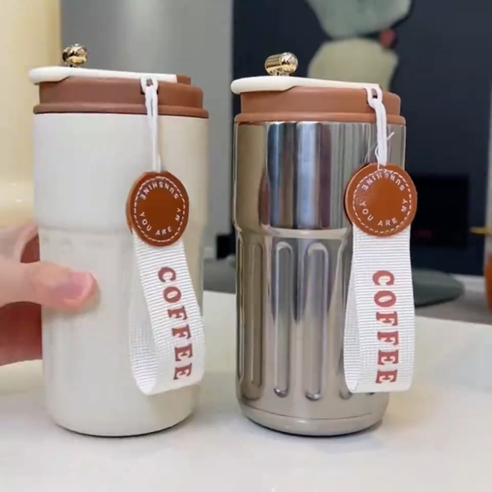 Smart Digital Thermal Bottle Portable Coffee Mug Stainless Steel Water Bottle In-Car Insulated Cup Keep Cold Vacuum Flasks 450ml