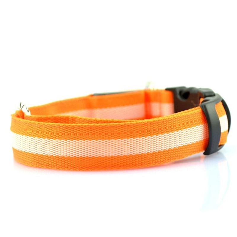 Nylon LED Pet Dog Luminous Collar Night Safety Flashing Glow in Dark Dog Cat Leash Adjustable Pet Supplies