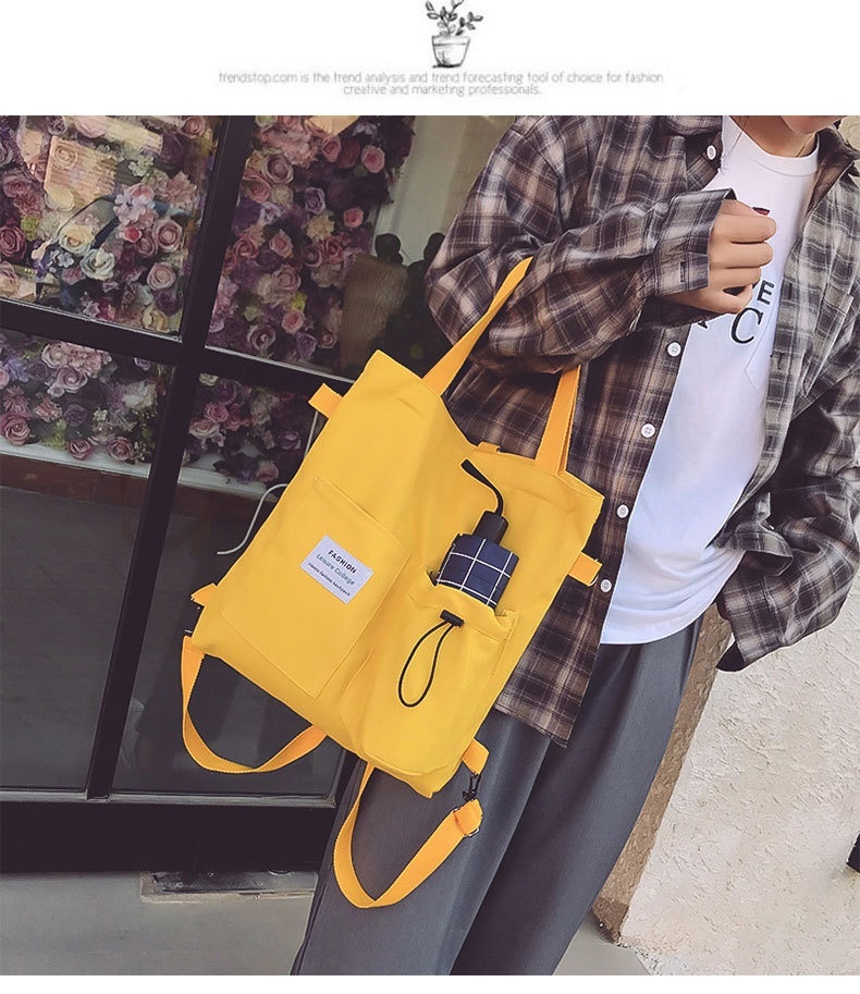 Harajuku Canvas Bags Students Handbag With Pockets Preppy Buckpack Shoulder Bag For Women Shoolbags