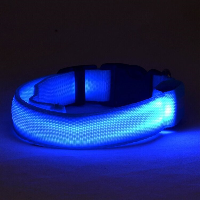 Nylon LED Pet Dog Luminous Collar Night Safety Flashing Glow in Dark Dog Cat Leash Adjustable Pet Supplies