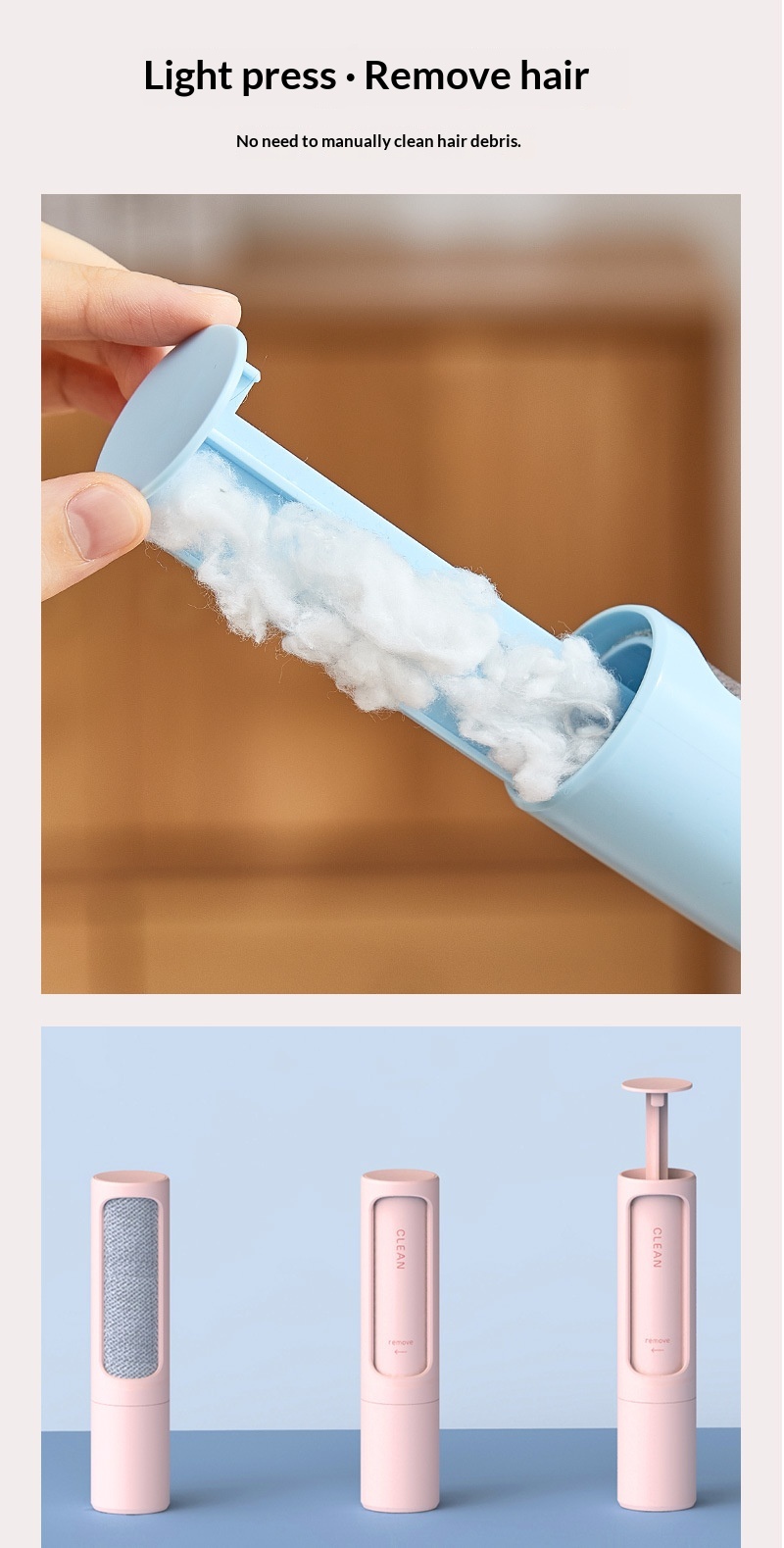 2-1 Reusable Pet Hair Remover Brush Lint Roller Portable Effective Self Cleaning Tool for Cat Dog Fur Hair Dust Removal Brush
