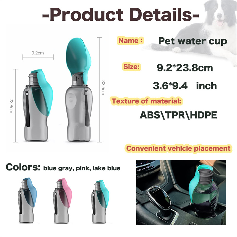 800ml Dogs Water Bottle Portable High Capacity Leakproof Pet Foldable Drinking Bowl Golden Retriever Outdoor Walking Supplies Pet Products