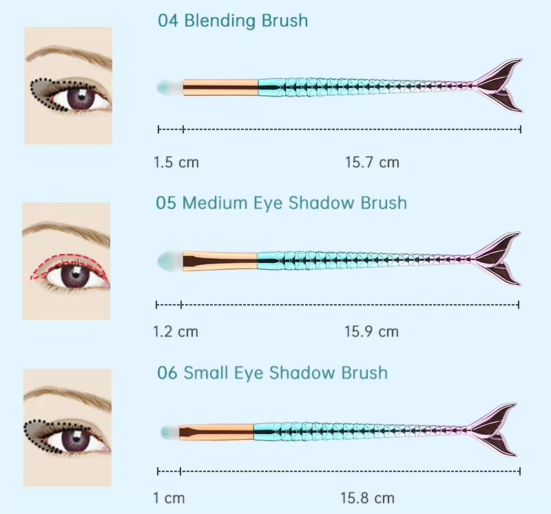11pcs Makeup Brushes Kit Maquiagem Maquillaje New Mermaid Foundation Eyebrow Eyeliner Cosmetic Makeup Brushes