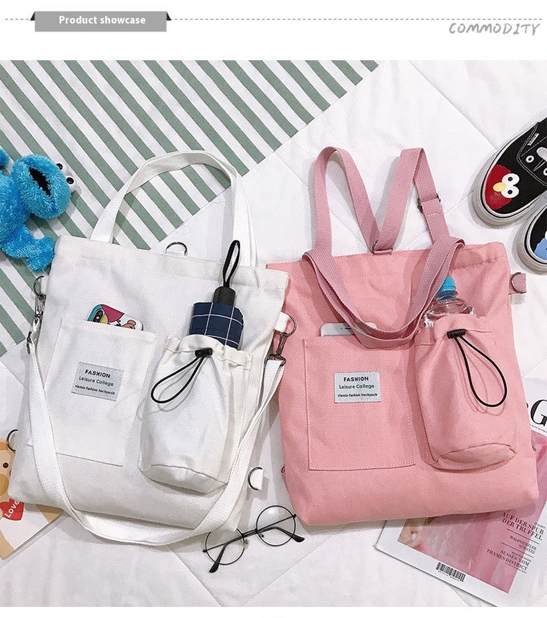 Harajuku Canvas Bags Students Handbag With Pockets Preppy Buckpack Shoulder Bag For Women Shoolbags