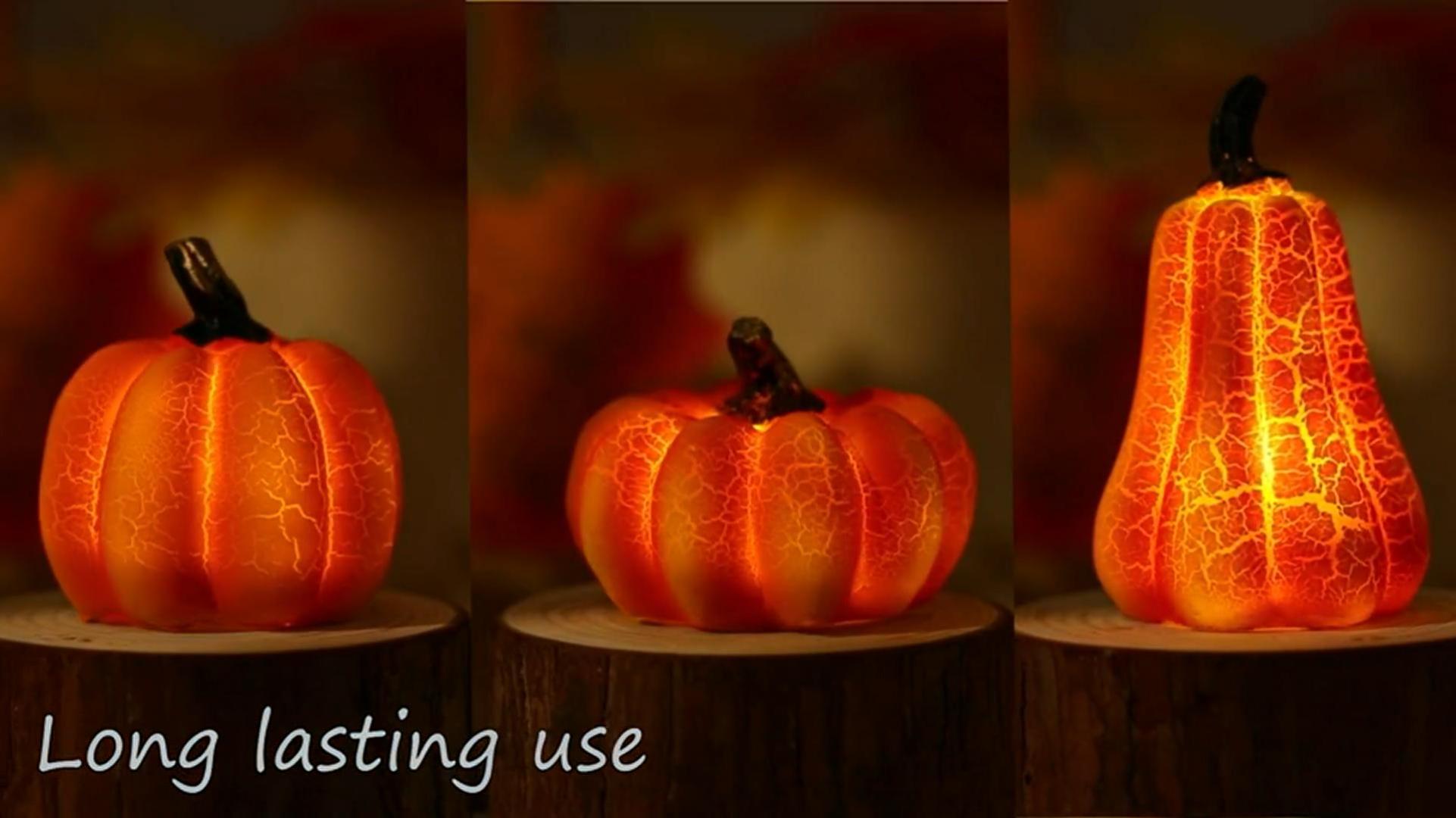 New Halloween Pumpkin Lantern Simulation Pumpkin LED Candle Lamp Resin Luminous Pumpkin