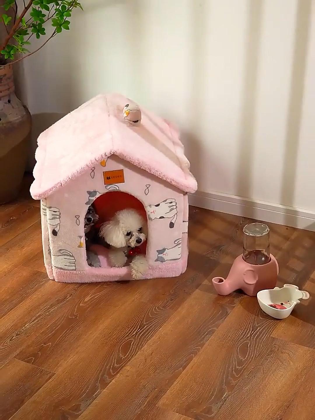 Foldable Dog House Pet Cat Bed Winter Dog Villa Sleep Kennel Removable Nest Warm Enclosed Cave Sofa Pets Supplies