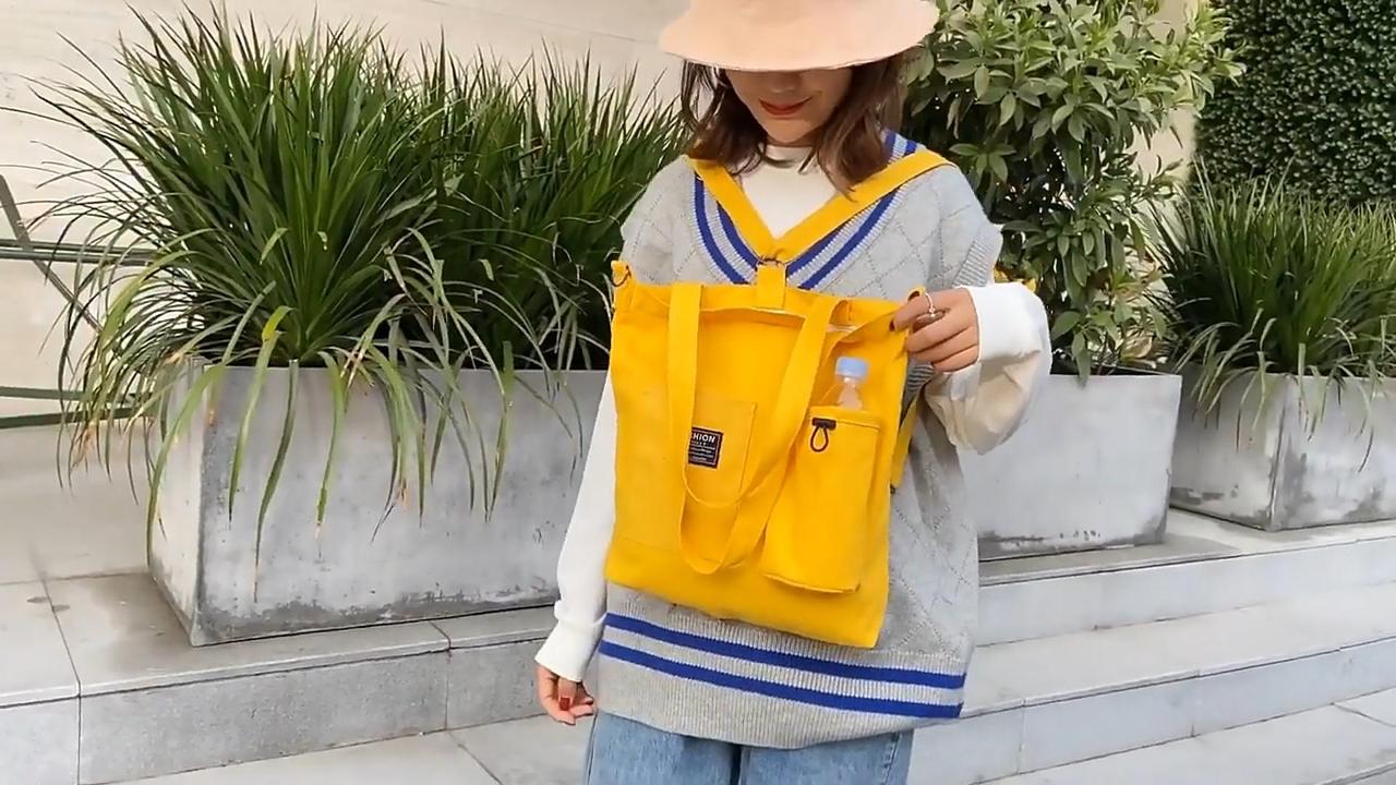 Harajuku Canvas Bags Students Handbag With Pockets Preppy Buckpack Shoulder Bag For Women Shoolbags