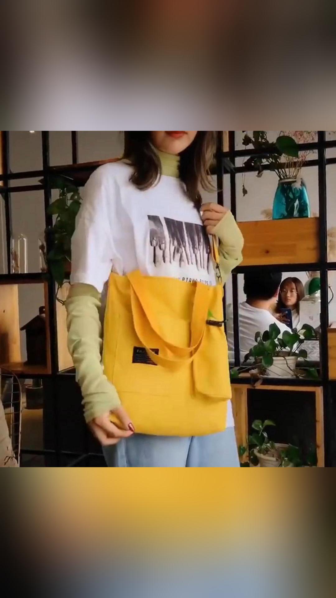 Harajuku Canvas Bags Students Handbag With Pockets Preppy Buckpack Shoulder Bag For Women Shoolbags