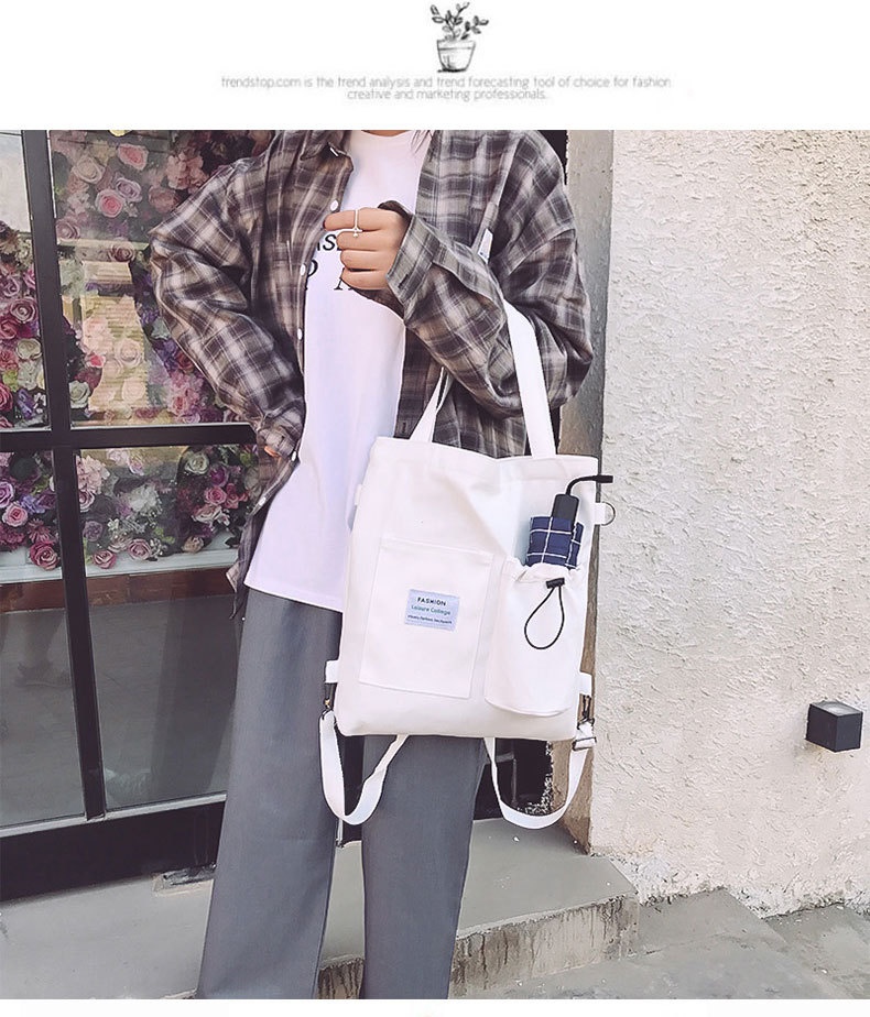 Harajuku Canvas Bags Students Handbag With Pockets Preppy Buckpack Shoulder Bag For Women Shoolbags