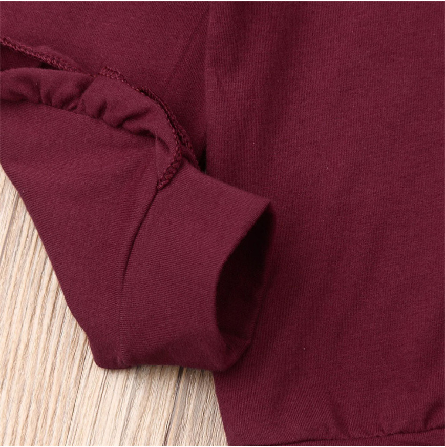 Newborn Baby Boys Girls Ruffles Jumper Solid Long Sleeve Sweatshirt Tops Pants Infant Kids 2Pcs Outfits Clothes Set Fall Clothes