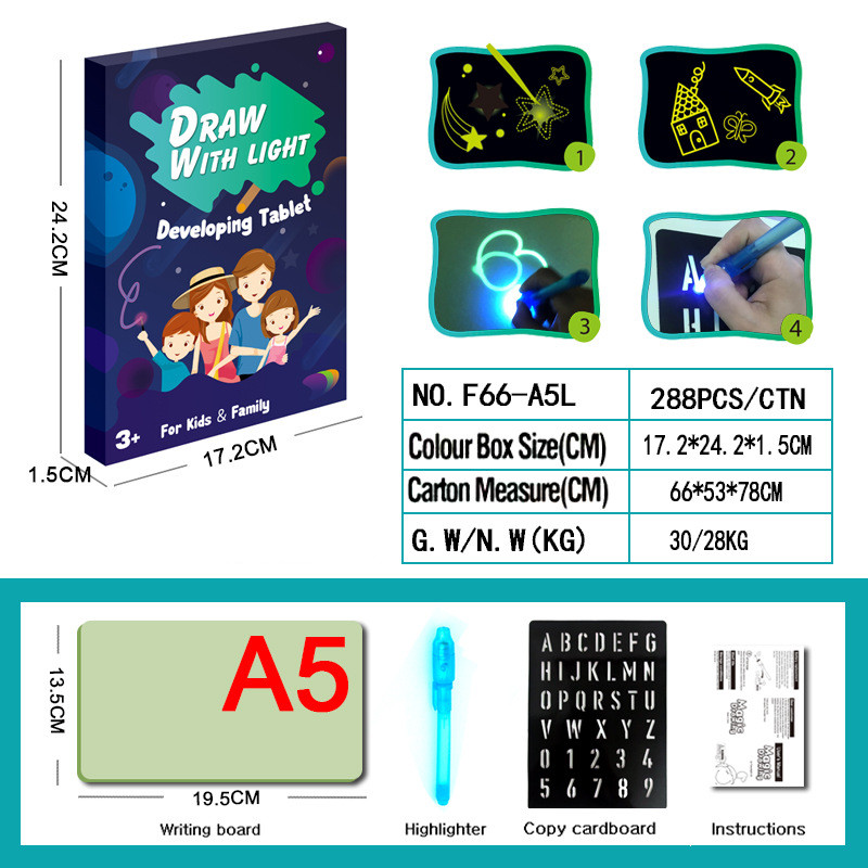 Educational Toy Drawing Pad 3D Magic 8 Light Effects Puzzle Board Sketchpad
