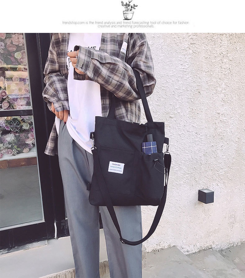 Harajuku Canvas Bags Students Handbag With Pockets Preppy Buckpack Shoulder Bag For Women Shoolbags